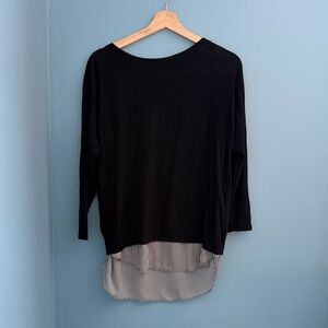 Market & Spruce Black Top with Striped Hem